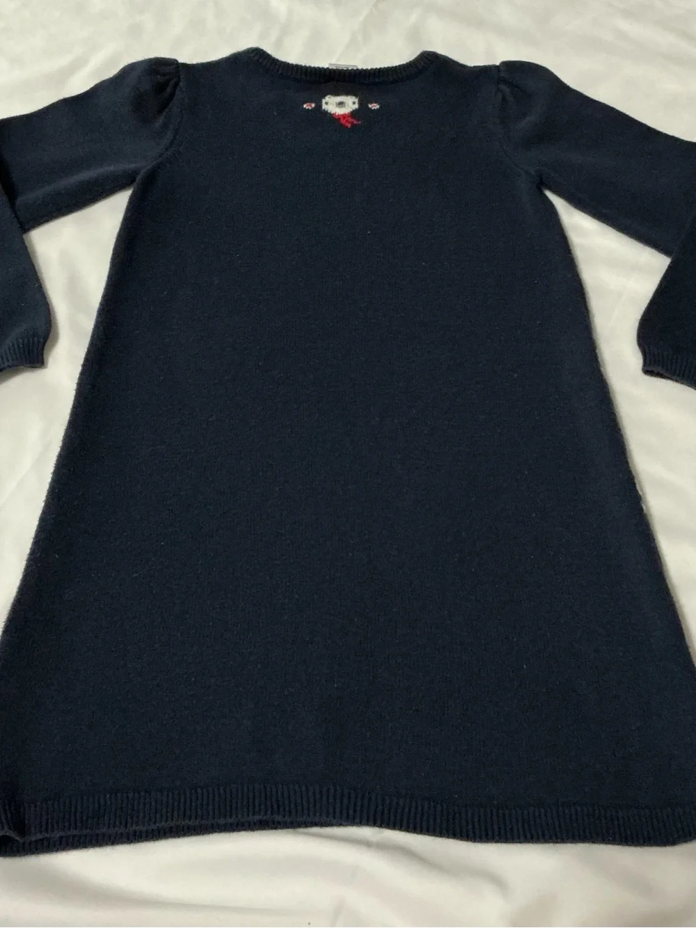 Gymboree Girls Navy Knit Dress with White and Red Fair Isle Motif 8